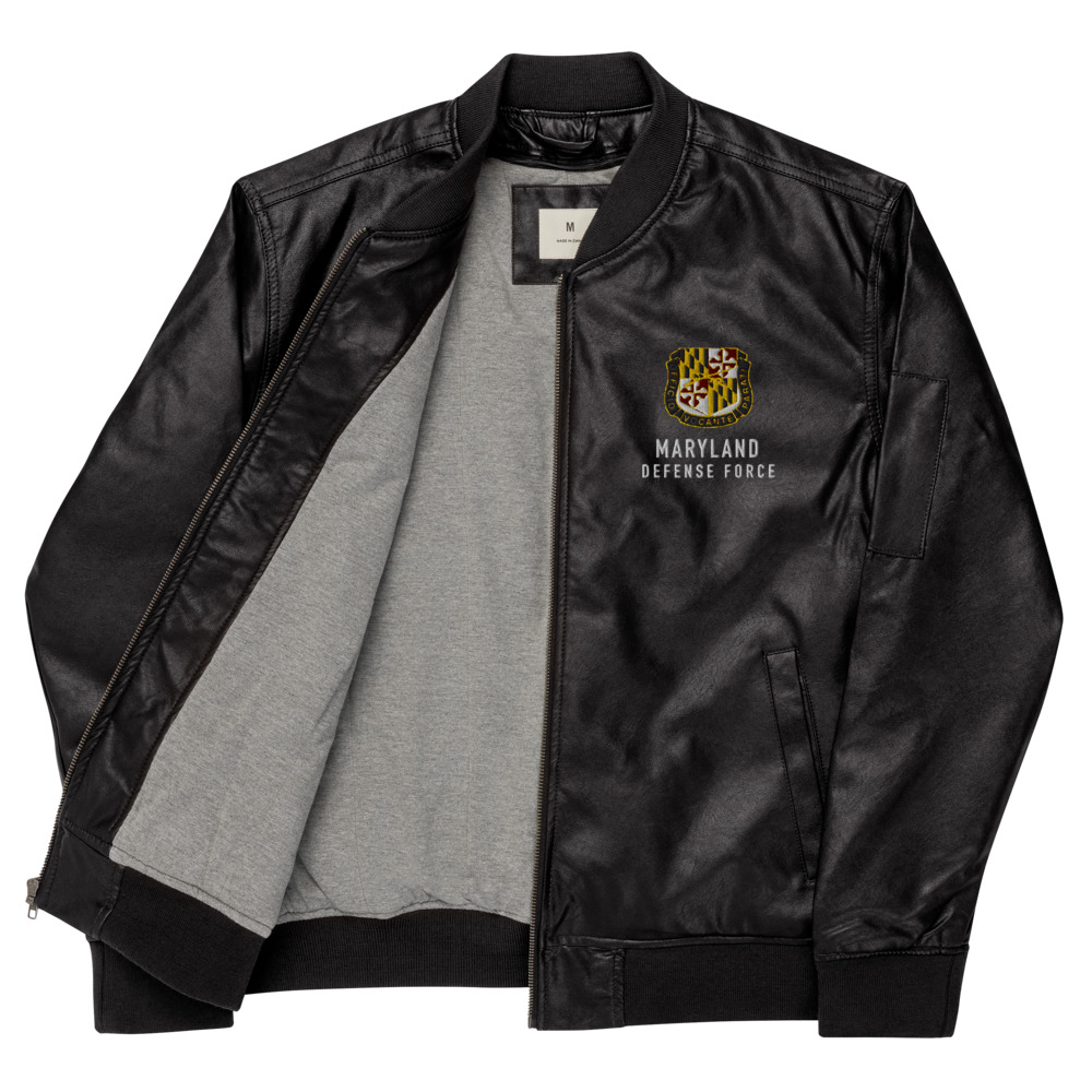 Maryland Defense Force Leather Bomber Jacket - Image 2
